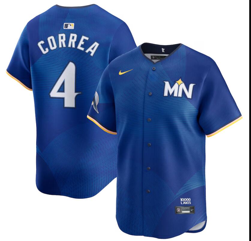Men Nike Minnesota Twins #4 Carlos Correa Royal 2024 City Connect Limited MLB Jersey->minnesota twins->MLB Jersey